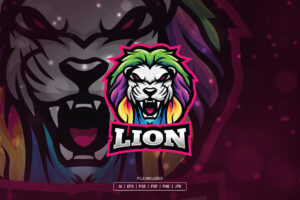 Colorful Lion Mascot Logo Template