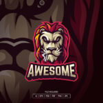 Lion With Cigarette Mascot Logo Template