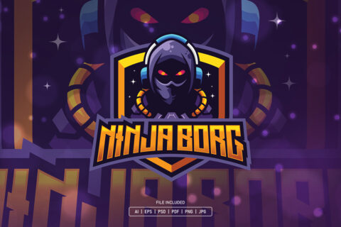 Ninja Cyborg Esport Logo Template