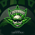 Skull Cannabis Esport Logo Template