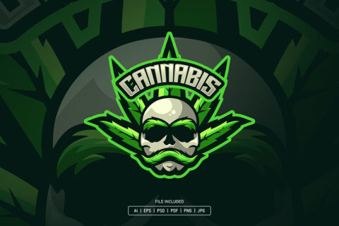 Skull Cannabis Esport Logo Template