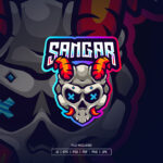 Skull Red Horn Esport Logo Template