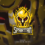 Gold Spartan Mask Esport Logo Template