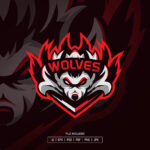 Wolves Japanese Esport Logo Template