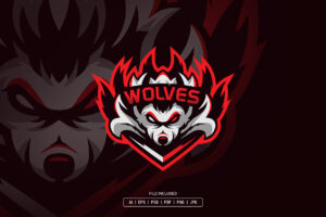 Wolves Japanese Esport Logo Template