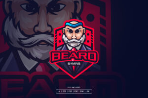 Beard Man Esport Logo Template