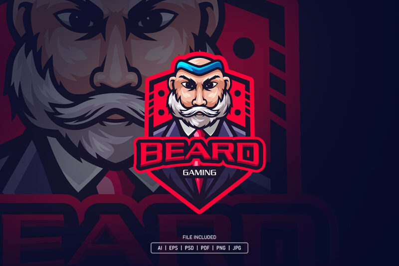 Beard Man Esport Logo Template