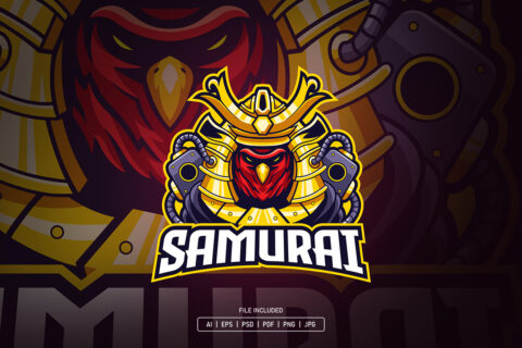 Samurai Bird Mecha Esport Logo Template