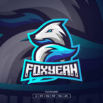 White Blue Fox Esport Logo Template