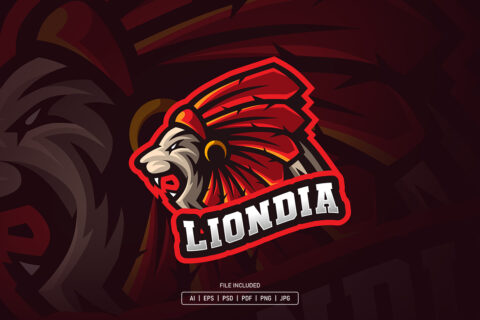 Lion Indian Tribe Esport Logo Template