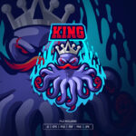 Octopus King Esport Logo Template