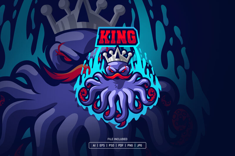 Octopus King Esport Logo Template