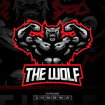 Muscular Wolf Esport Logo Template