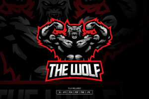 Muscular Wolf Esport Logo Template