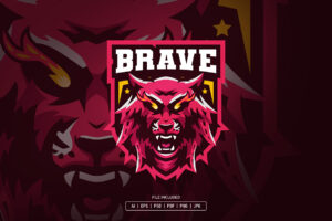 Tiger Brave Esport Logo Template