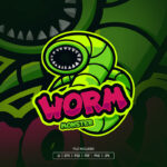 Scary Green Worm Esport Logo Template