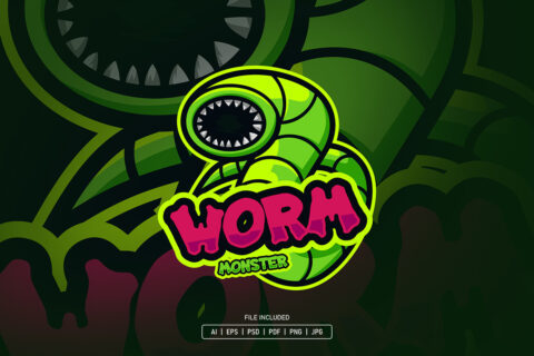 Scary Green Worm Esport Logo Template