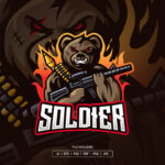 Bear Soldier Esport Logo Template