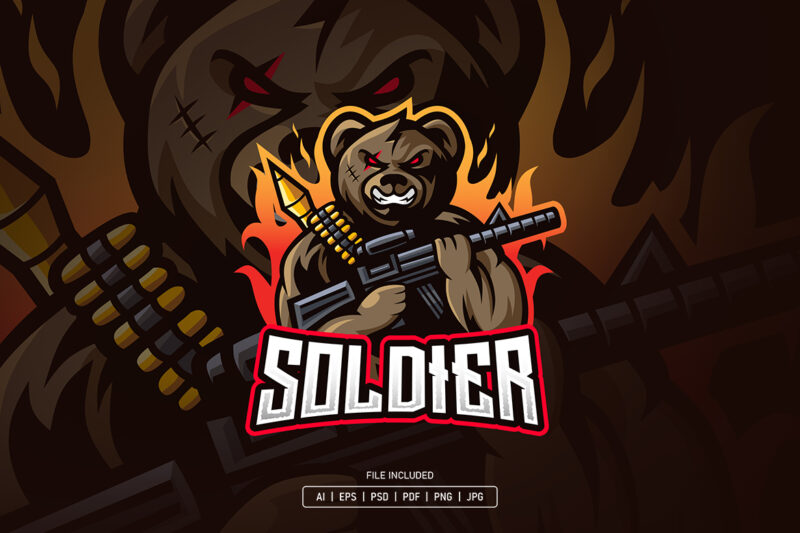 Bear Soldier Esport Logo Template