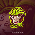 Playful Monkey Banana Mascot Logo Template