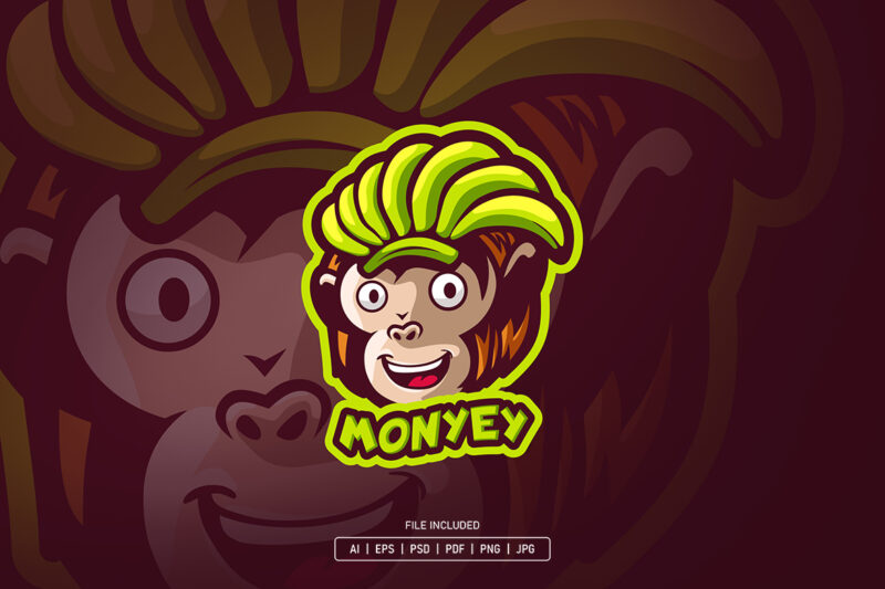 Playful Monkey Banana Mascot Logo Template