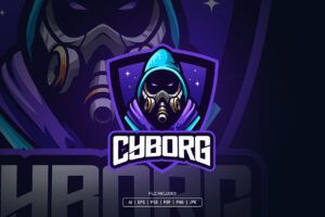 Cyborg with Hoodie Esport Logo Template