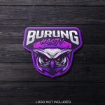 Mascot Logo Mockup on Dark Wood