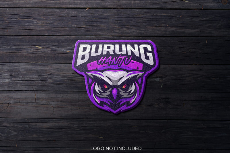 Mascot Logo Mockup on Dark Wood