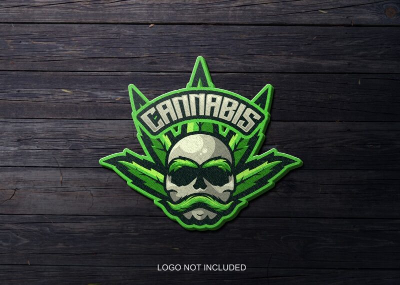 Mascot Logo Mockup on Dark Wood