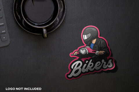 Sticker Mascot on Dark Leather Mockup