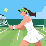 Female Tennis Player Backhand Shot - 2D Vector Design