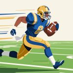 American Football Player Running with Ball - 2D Vector