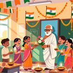 Gandhi Jayanti School Celebration - Flat 2D Vector