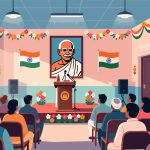 Gandhi Jayanti Speech Ceremony Vector