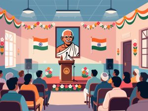 Gandhi Jayanti Speech Ceremony Vector