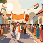 Gandhi Jayanti Village Procession Vector