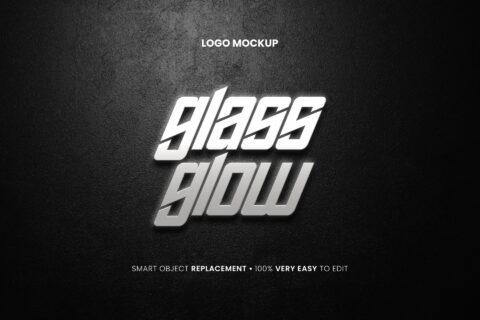 Glass Glow Logo on Wall Mockup