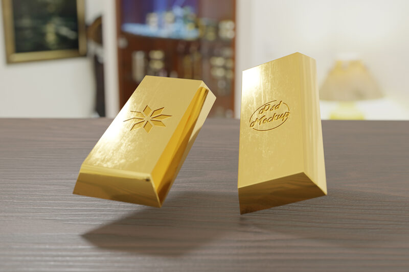 Die-Cut Logo on Gold Bullion Mockup