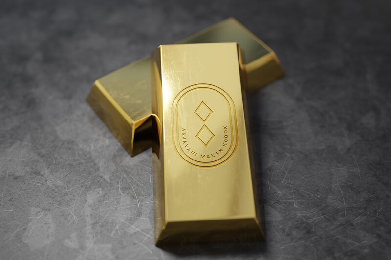 Die-Cut Logo on Gold Bullion Mockup