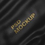 Debossed Gold Color on Black Leather Realistic Mockup