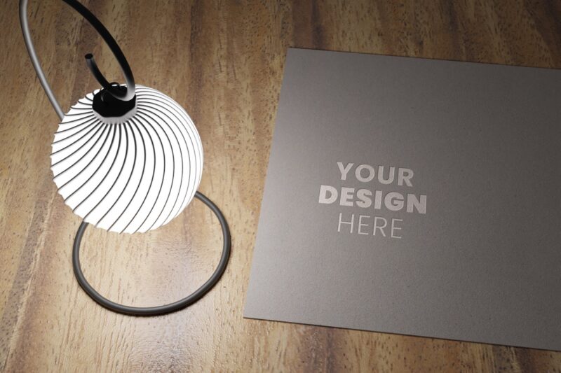 Logo on Paper Mockup with Lights Beside