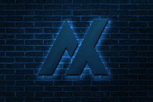 Blue Neon Glow on Brick Wall Logo Mockup