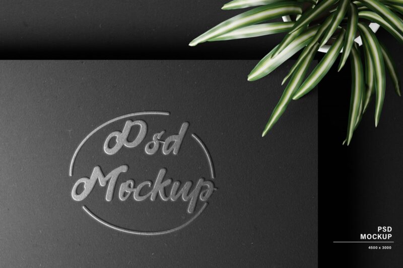 White Shine Black Paper Logo Mockup