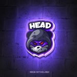 Neon Glow Mascot on Brick Logo Mockup