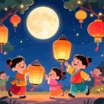 Children Playing with Lanterns - Mid-Autumn Festival