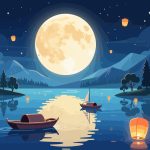 Full Moon Over Tranquil Lake - Mid-Autumn Festival