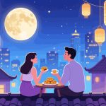 Quiet Rooftop Evening with Lanterns & Mooncakes