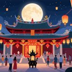Traditional Chinese Temple with Lanterns - Mid-Autumn