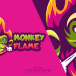 Monkey Flame Mascot Logo Template