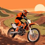 Motocross Rider Accelerating on Dirt Track - Flat 2D Vector